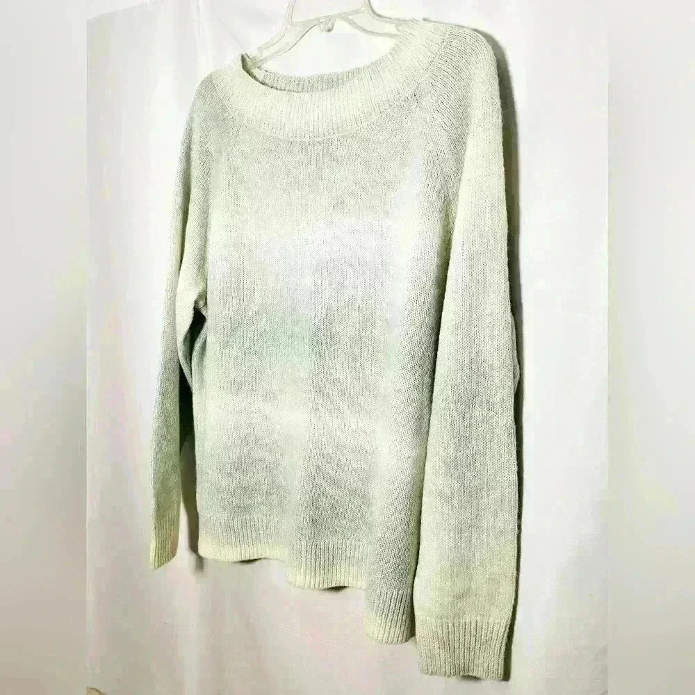Chaps Womens Green White Hombre Cotton Acrylic Cozy Sweater